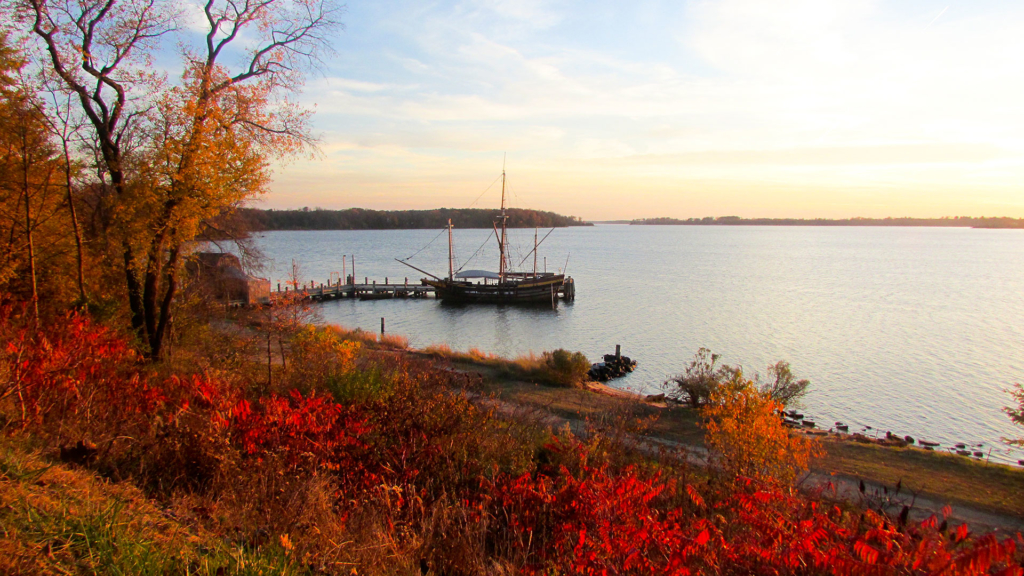 The Dove sailing ship docked at Historic St. Mary's City